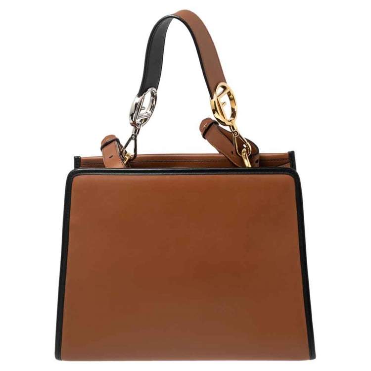 Pre Owned Fendi Brown Leather Runaway Satchel Bag