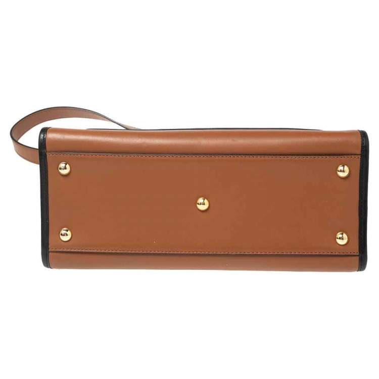 Pre Owned Fendi Brown Leather Runaway Satchel Bag