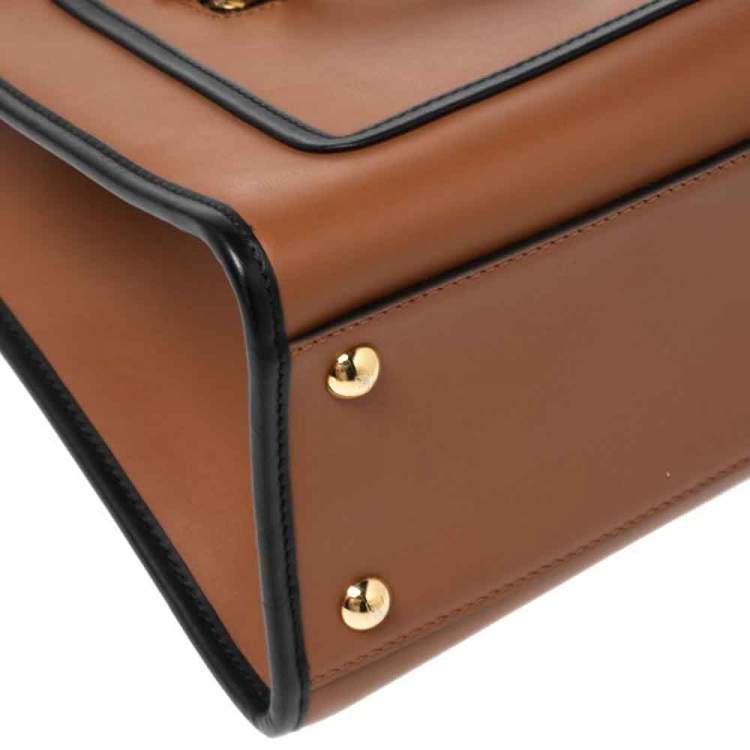 Pre Owned Fendi Brown Leather Runaway Satchel Bag