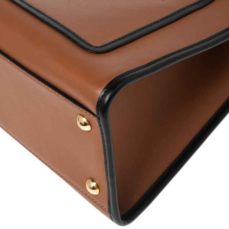 Pre Owned Fendi Brown Leather Runaway Satchel Bag