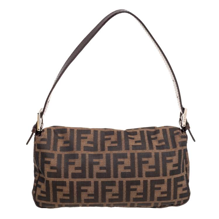 Pre Owned Fendi Brown Zucca Canvas Baguette Bag