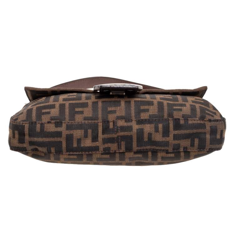 Pre Owned Fendi Brown Zucca Canvas Baguette Bag