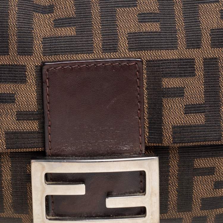 Pre Owned Fendi Brown Zucca Canvas Baguette Bag