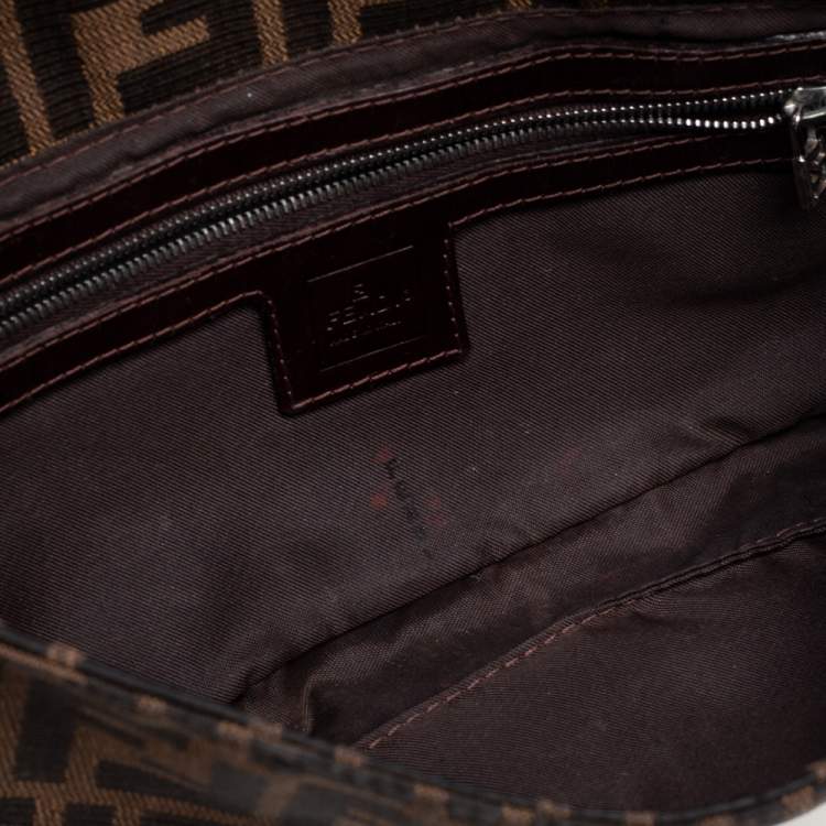 Pre Owned Fendi Brown Zucca Canvas Baguette Bag