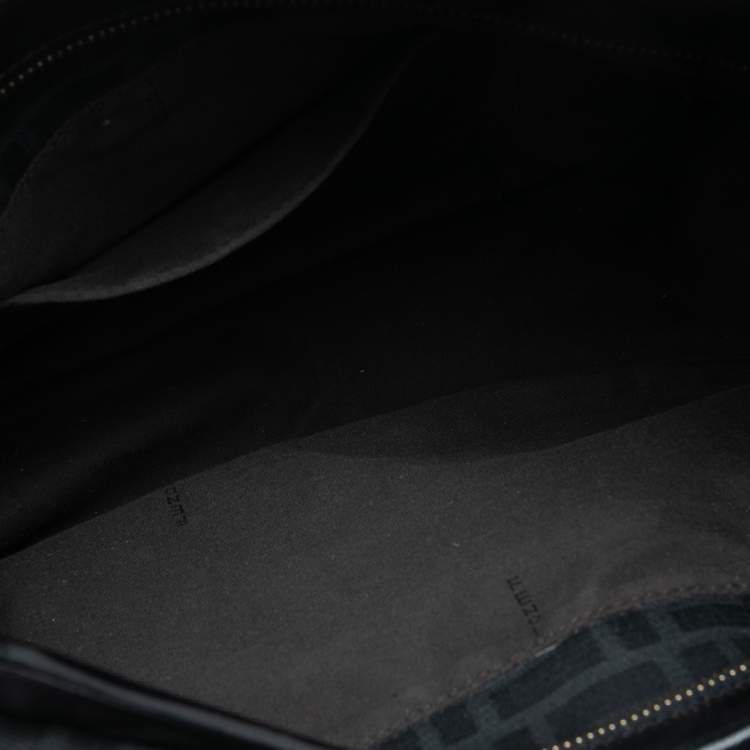 Pre Owned Fendi Black Zucca Canvas and Leather Chef Shopper Tote