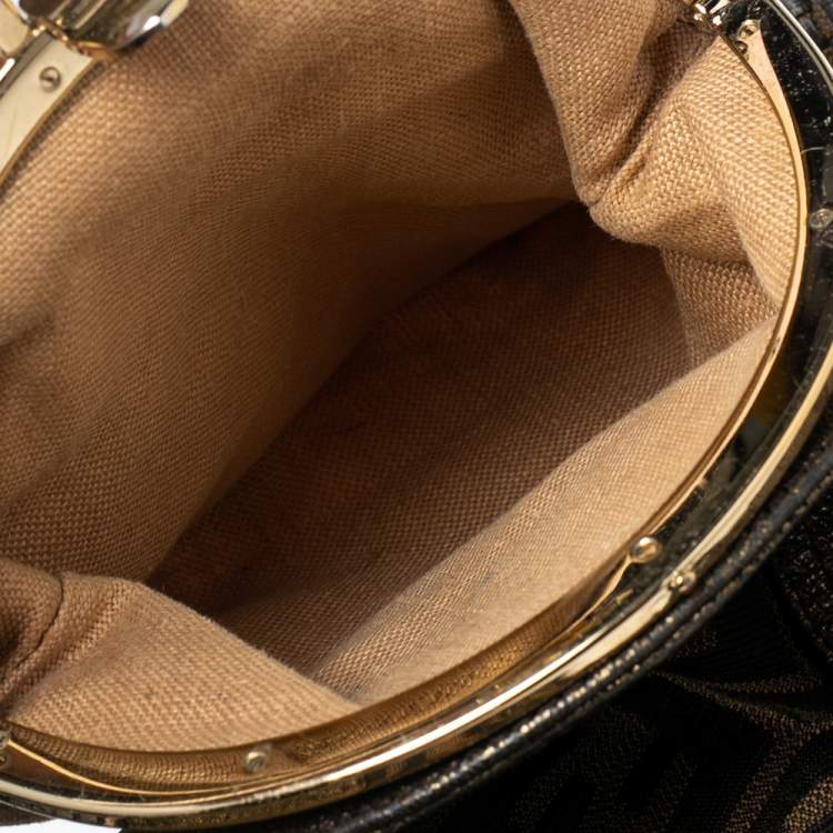 Pre Owned Fendi Tobacco/Metallic Zucca Canvas and Leather Spy Bag