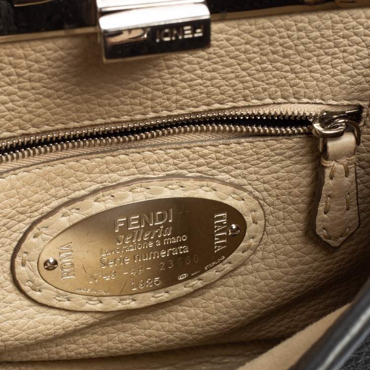 Pre Owned Fendi Black Leather Mini Peekaboo Top Handle Bag