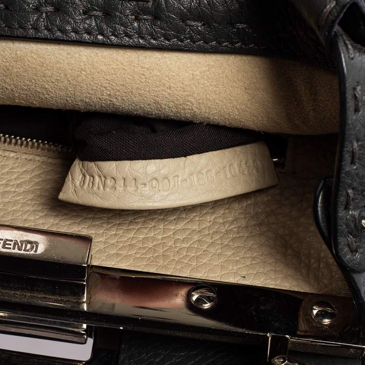 Pre Owned Fendi Black Leather Mini Peekaboo Top Handle Bag