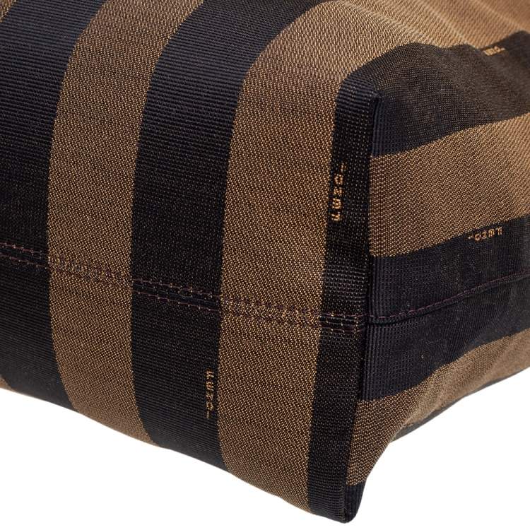 Pre Owned Fendi Pink/Tobacco Canvas and Leather Roll Tote