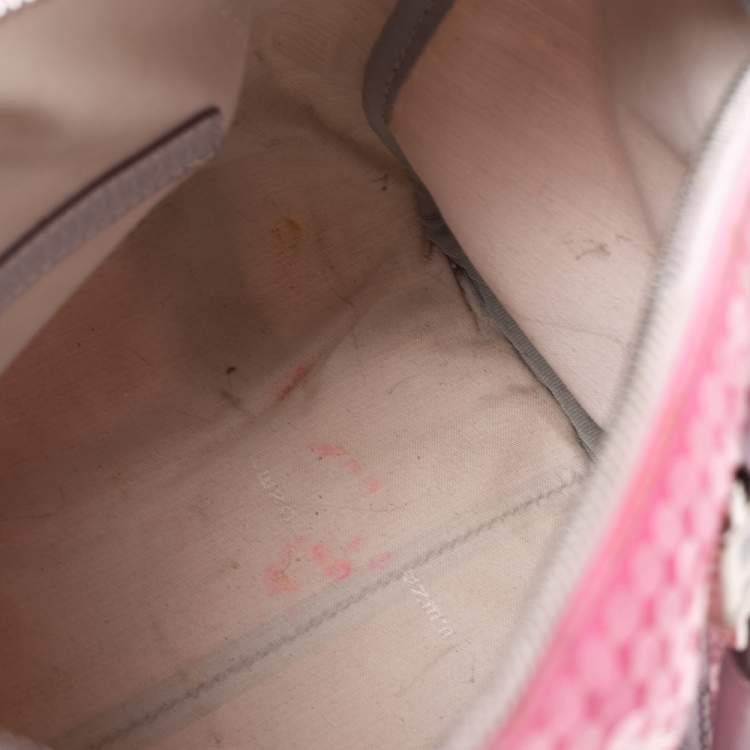Pre Owned Fendi Ombre Pink Zucchino Fabric, Leather and Sequins Forever Bauletto Boston Bag