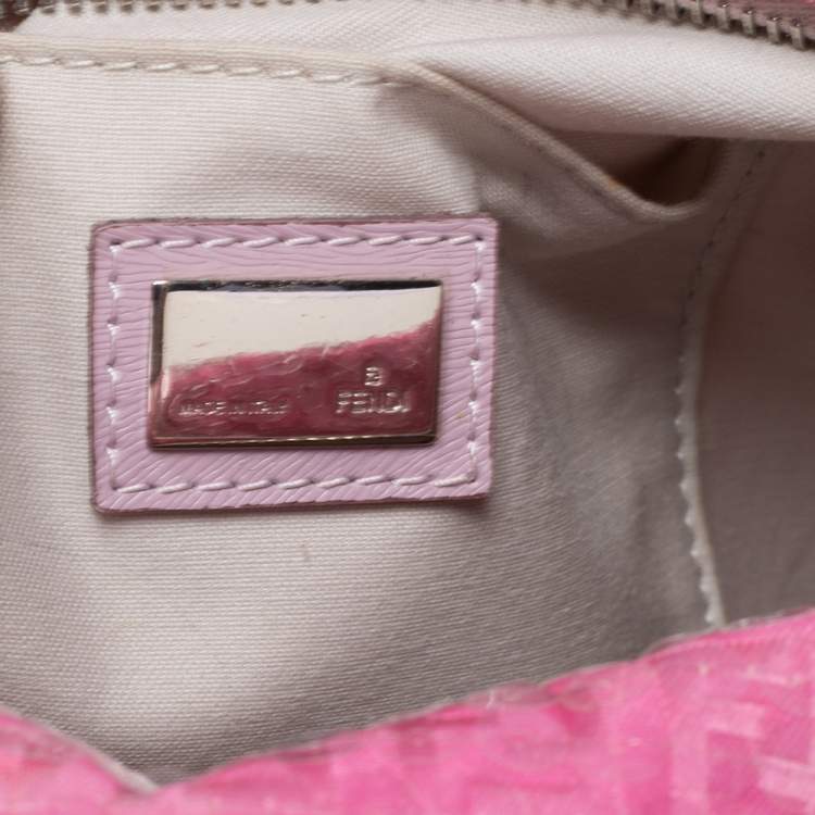 Pre Owned Fendi Ombre Pink Zucchino Fabric, Leather and Sequins Forever Bauletto Boston Bag