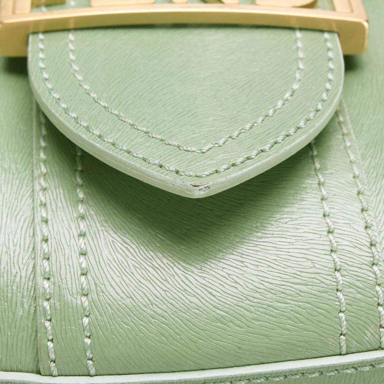 Pre Owned Fendi Green Leather Shoulder Bag
