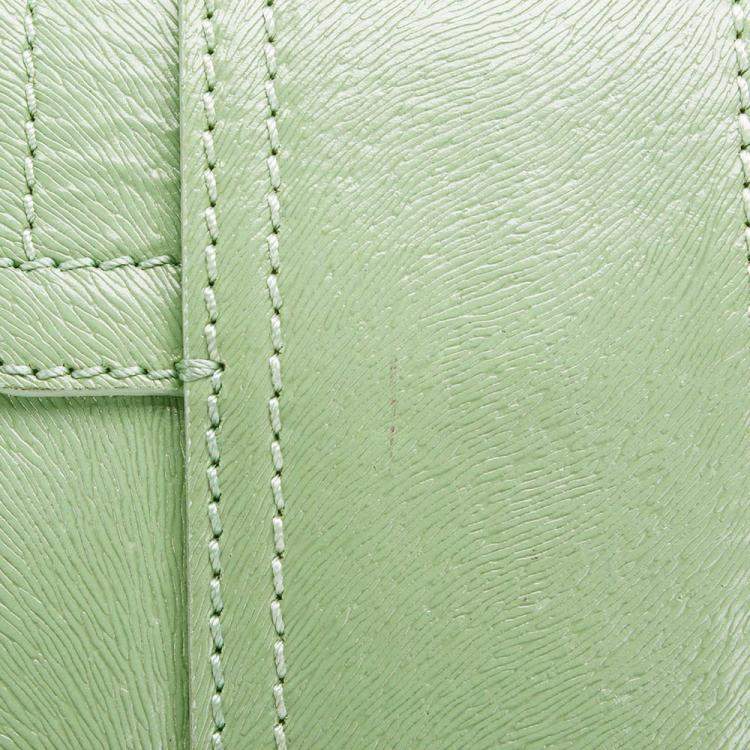 Pre Owned Fendi Green Leather Shoulder Bag