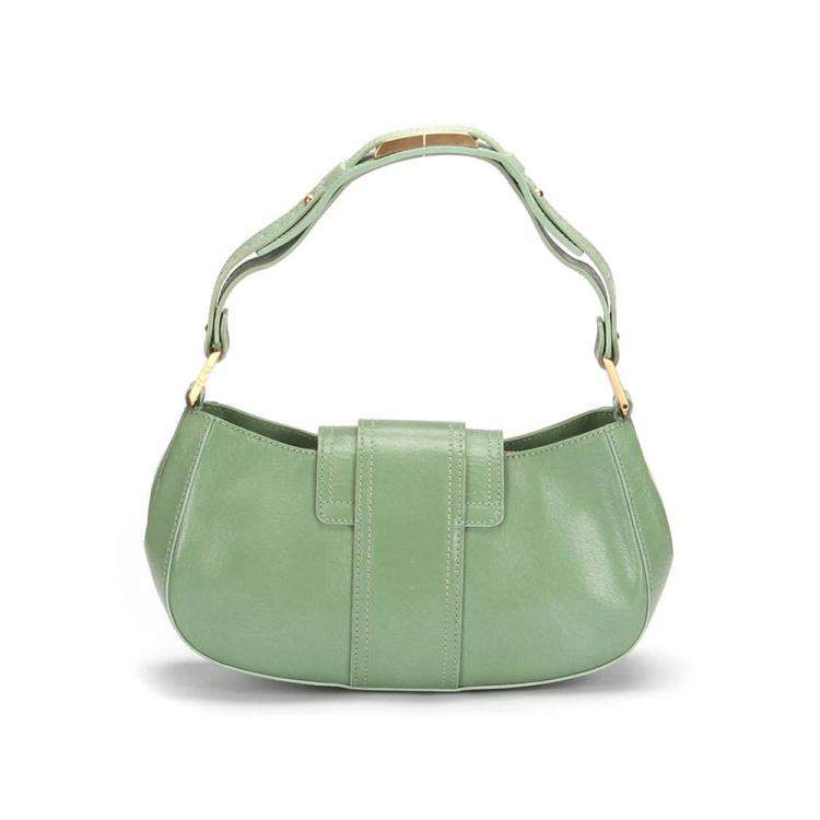 Pre Owned Fendi Green Leather Shoulder Bag
