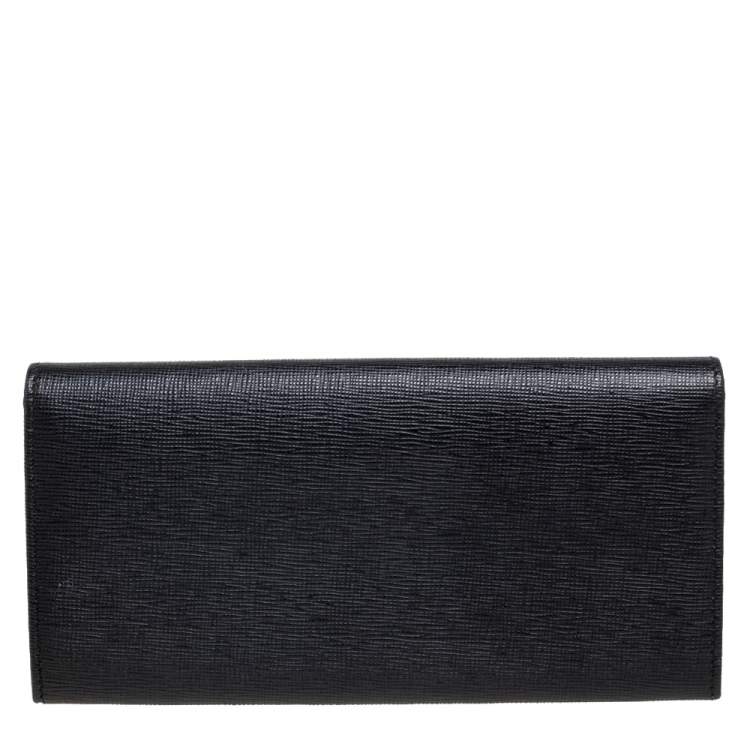 Pre Owned Fendi Black Leather Continental Wallet