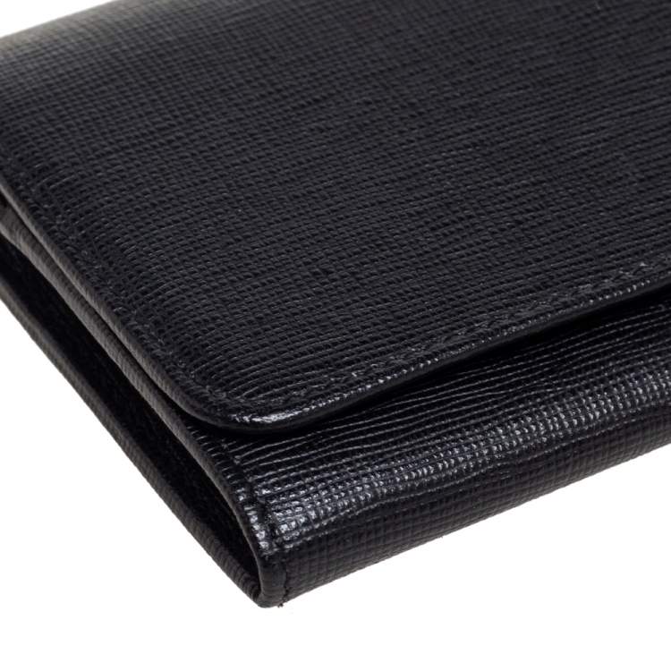 Pre Owned Fendi Black Leather Continental Wallet