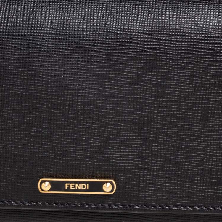 Pre Owned Fendi Black Leather Continental Wallet