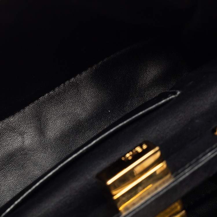 Pre Owned Fendi Black Leather Mini Peekaboo Top Handle Bag