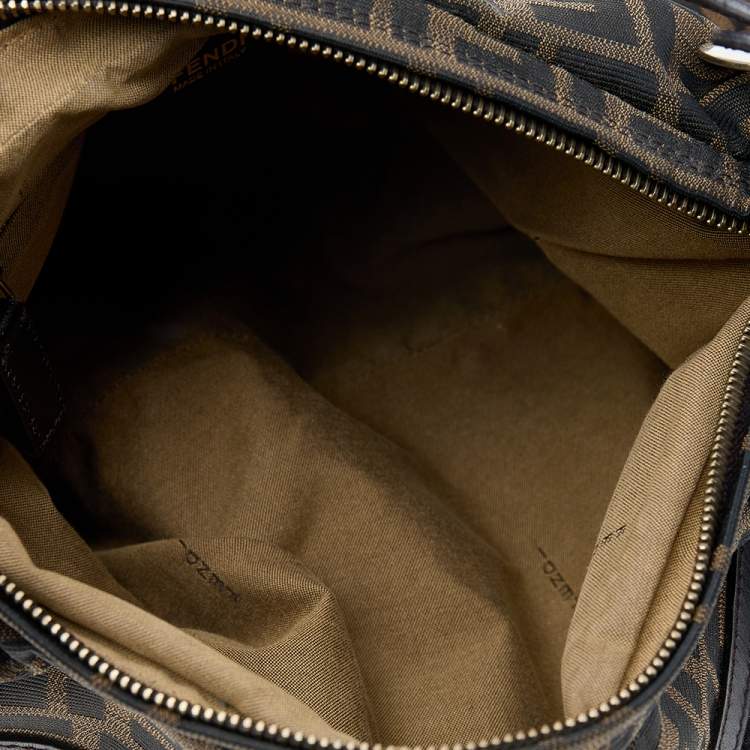 Pre Owned Fendi Tobacco Zucca Canvas and Leather Chef Hobo