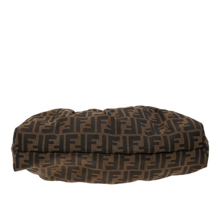 Pre Owned Fendi Tobacco Zucca Canvas and Leather Chef Hobo
