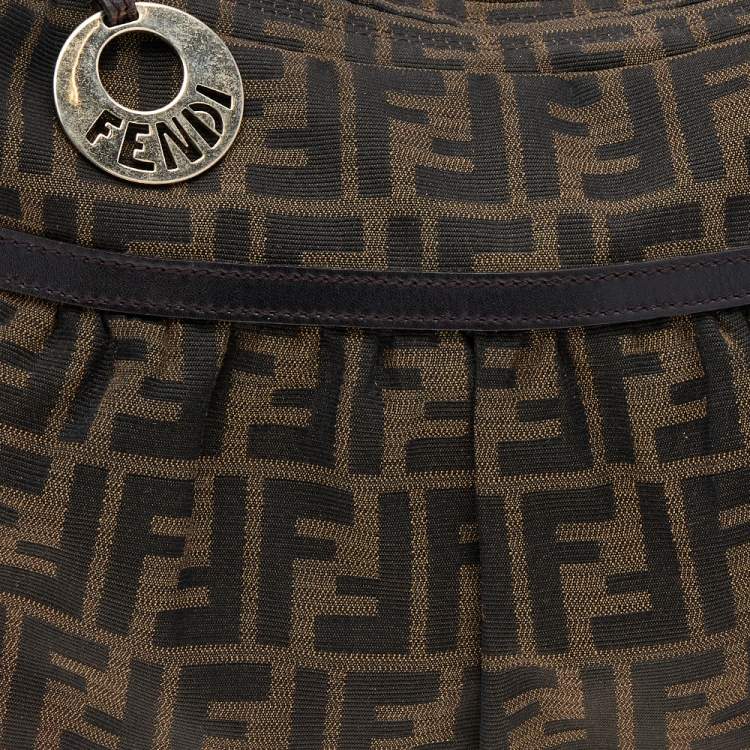 Pre Owned Fendi Tobacco Zucca Canvas and Leather Chef Hobo