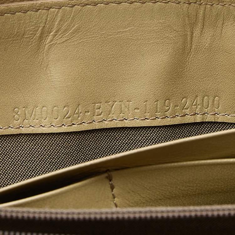 Pre Owned Fendi Gold Embossed Leather Zip Around Wallet