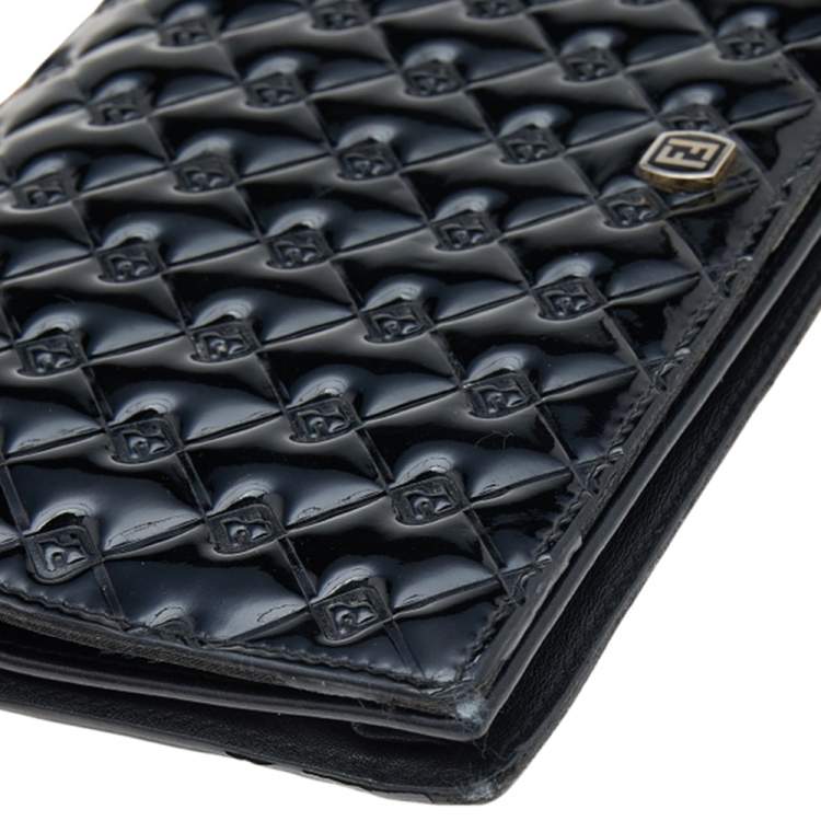 Pre Owned Fendi Black Patent Leather Fendilicious Wallet On Chain
