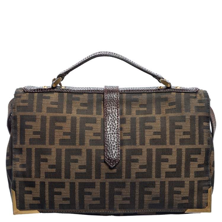 Pre Owned  Fendi Brown Zucca Canvas Classico No. 1 Satchel