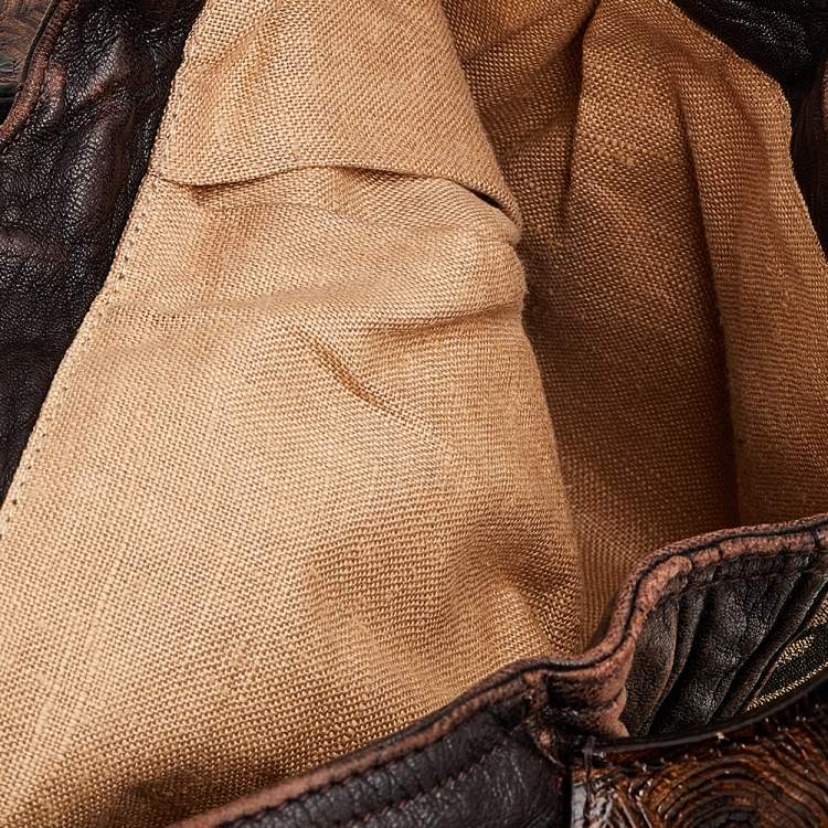 Pre Owned Fendi Tobacco Zucca Canvas And Leather Spy Hobo
