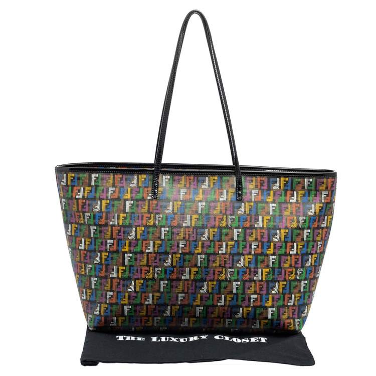 Pre Owned Fendi Multicolor Zucca Coated Canvas Large Roll Tote