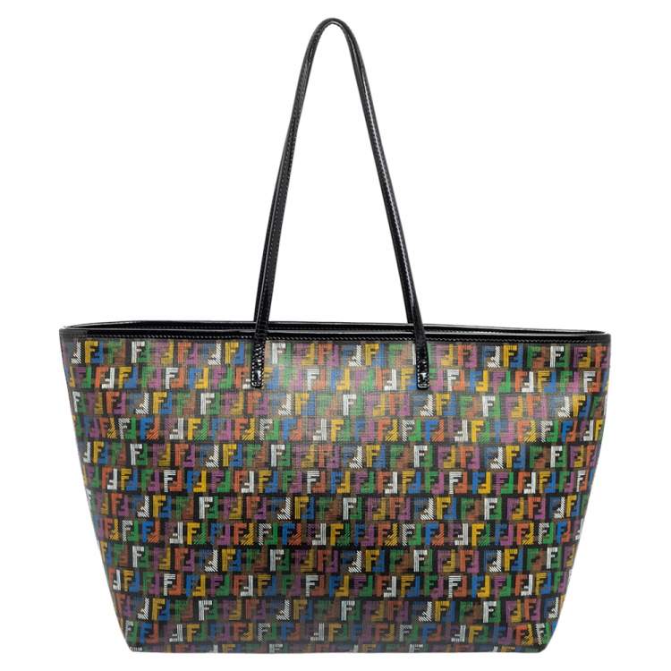 Pre Owned Fendi Multicolor Zucca Coated Canvas Large Roll Tote