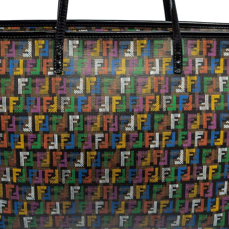 Pre Owned Fendi Multicolor Zucca Coated Canvas Large Roll Tote