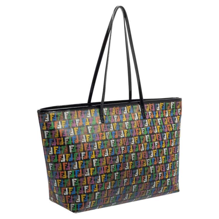 Pre Owned Fendi Multicolor Zucca Coated Canvas Large Roll Tote