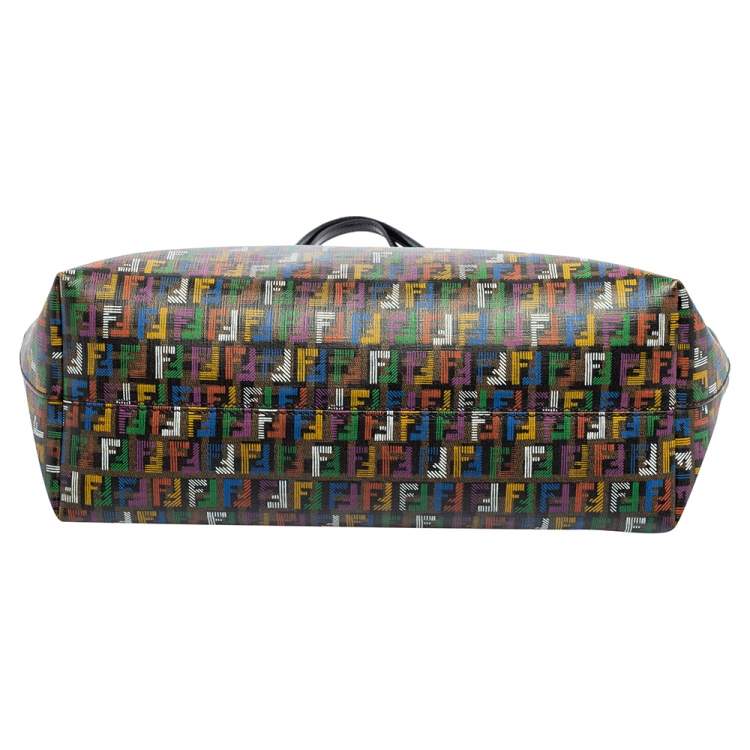 Pre Owned Fendi Multicolor Zucca Coated Canvas Large Roll Tote