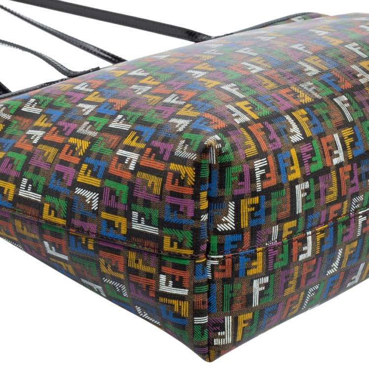 Pre Owned Fendi Multicolor Zucca Coated Canvas Large Roll Tote