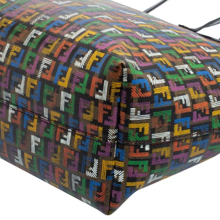 Pre Owned Fendi Multicolor Zucca Coated Canvas Large Roll Tote
