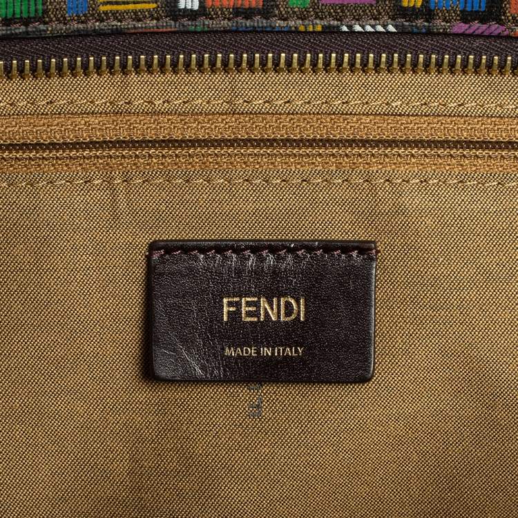 Pre Owned Fendi Multicolor Zucca Coated Canvas Large Roll Tote