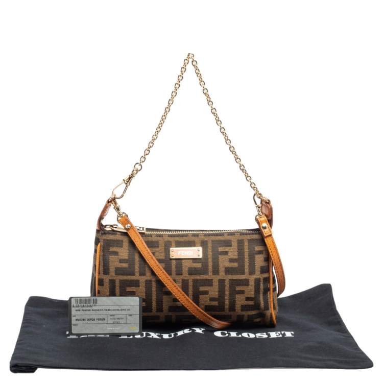 مملوكة مسبقًا Fendi Tobacco/Mustard Zucca Canvas Mini Chain Pochette 