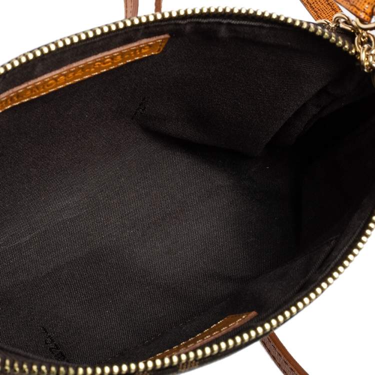 مملوكة مسبقًا Fendi Tobacco/Mustard Zucca Canvas Mini Chain Pochette 