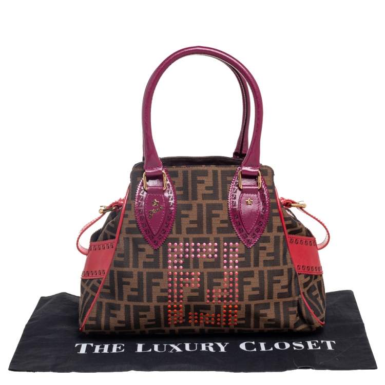 Pre Owned Fendi Multicolor Zucca Canvas and Leather Small Chef De Jour Bag