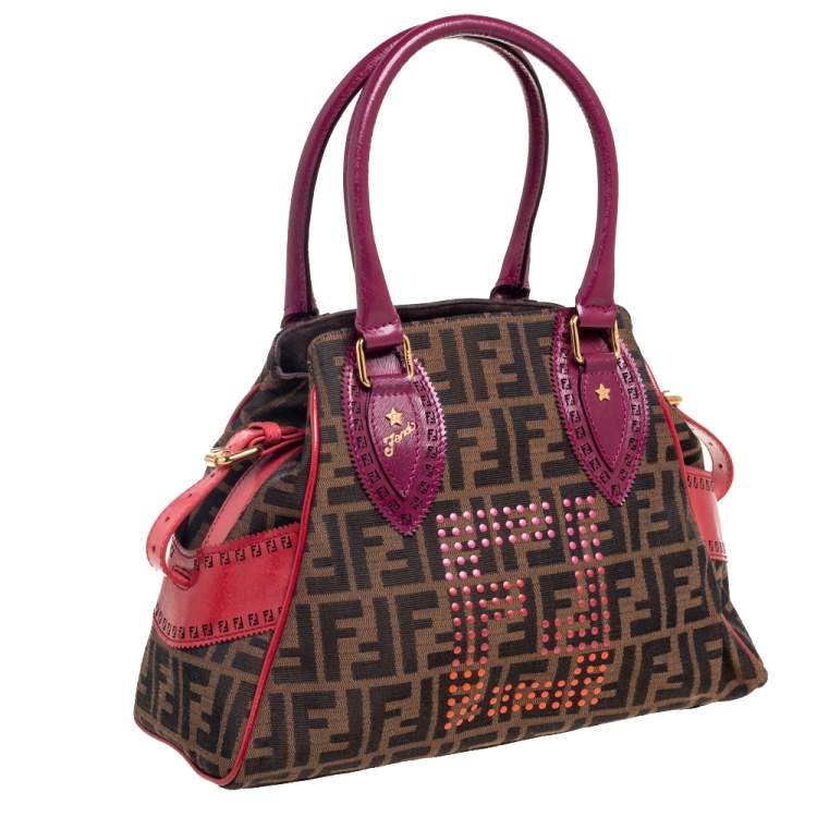 Pre Owned Fendi Multicolor Zucca Canvas and Leather Small Chef De Jour Bag