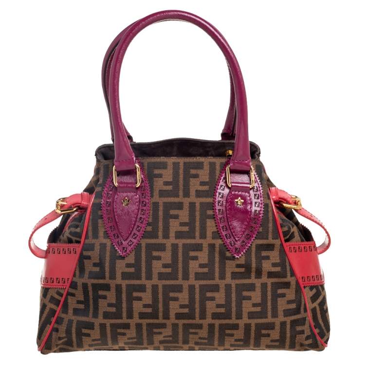 Pre Owned Fendi Multicolor Zucca Canvas and Leather Small Chef De Jour Bag