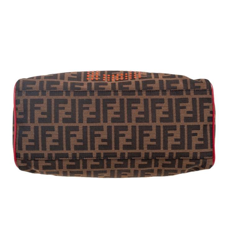 Pre Owned Fendi Multicolor Zucca Canvas and Leather Small Chef De Jour Bag