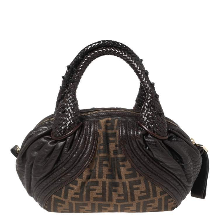 Pre Owned Fendi Tobacco Zucca Canvas and Leather Baby Spy Bag