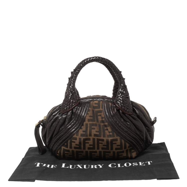 Pre Owned Fendi Tobacco Zucca Canvas and Leather Baby Spy Bag