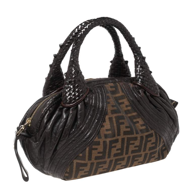 Pre Owned Fendi Tobacco Zucca Canvas and Leather Baby Spy Bag