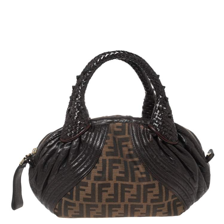 Pre Owned Fendi Tobacco Zucca Canvas and Leather Baby Spy Bag
