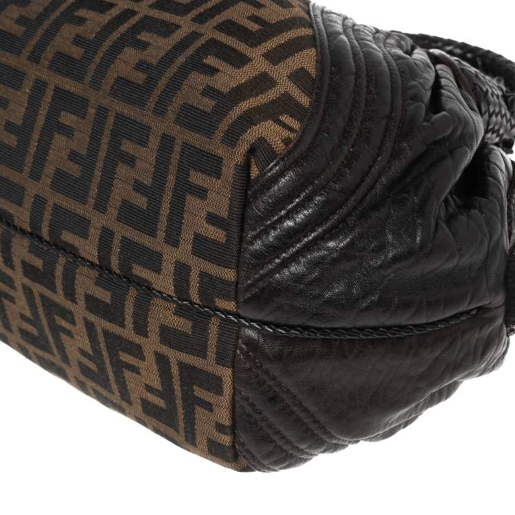 Pre Owned Fendi Tobacco Zucca Canvas and Leather Baby Spy Bag