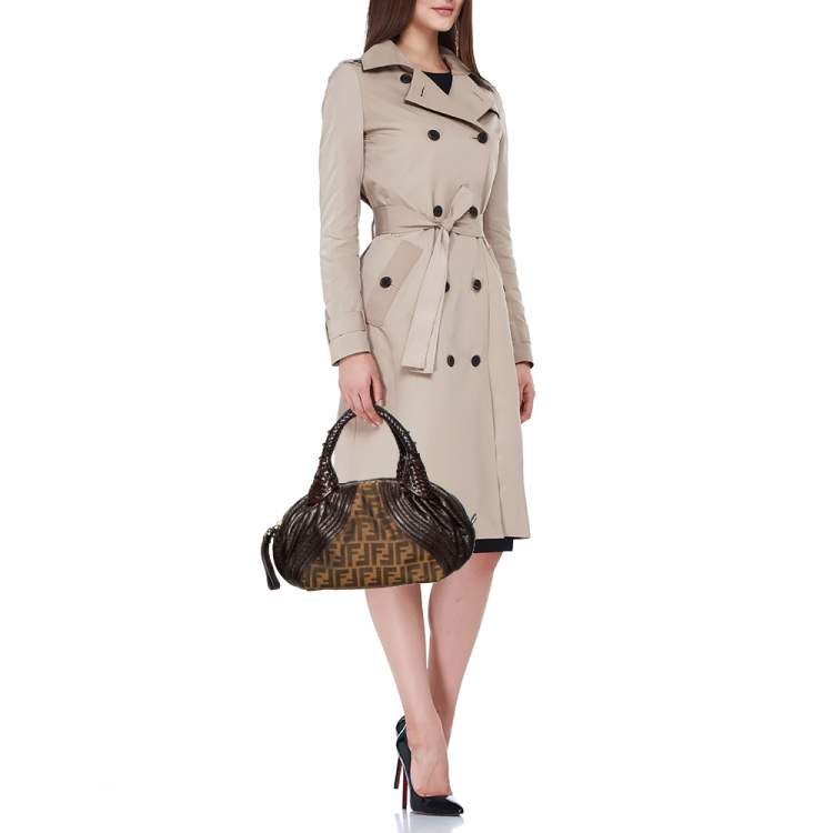 Pre Owned Fendi Tobacco Zucca Canvas and Leather Baby Spy Bag