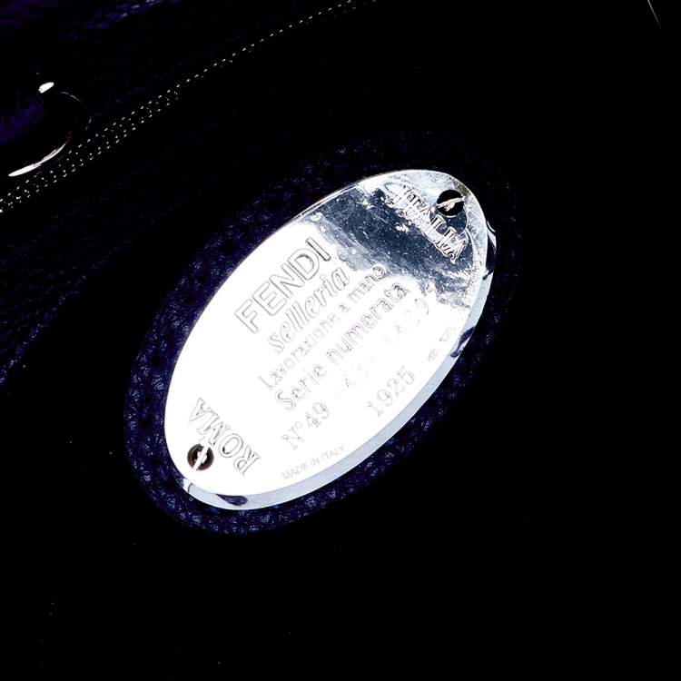 Pre Owned Fendi Blue Selleria Leather and Suede Small Scalloped Anna Bucket Bag